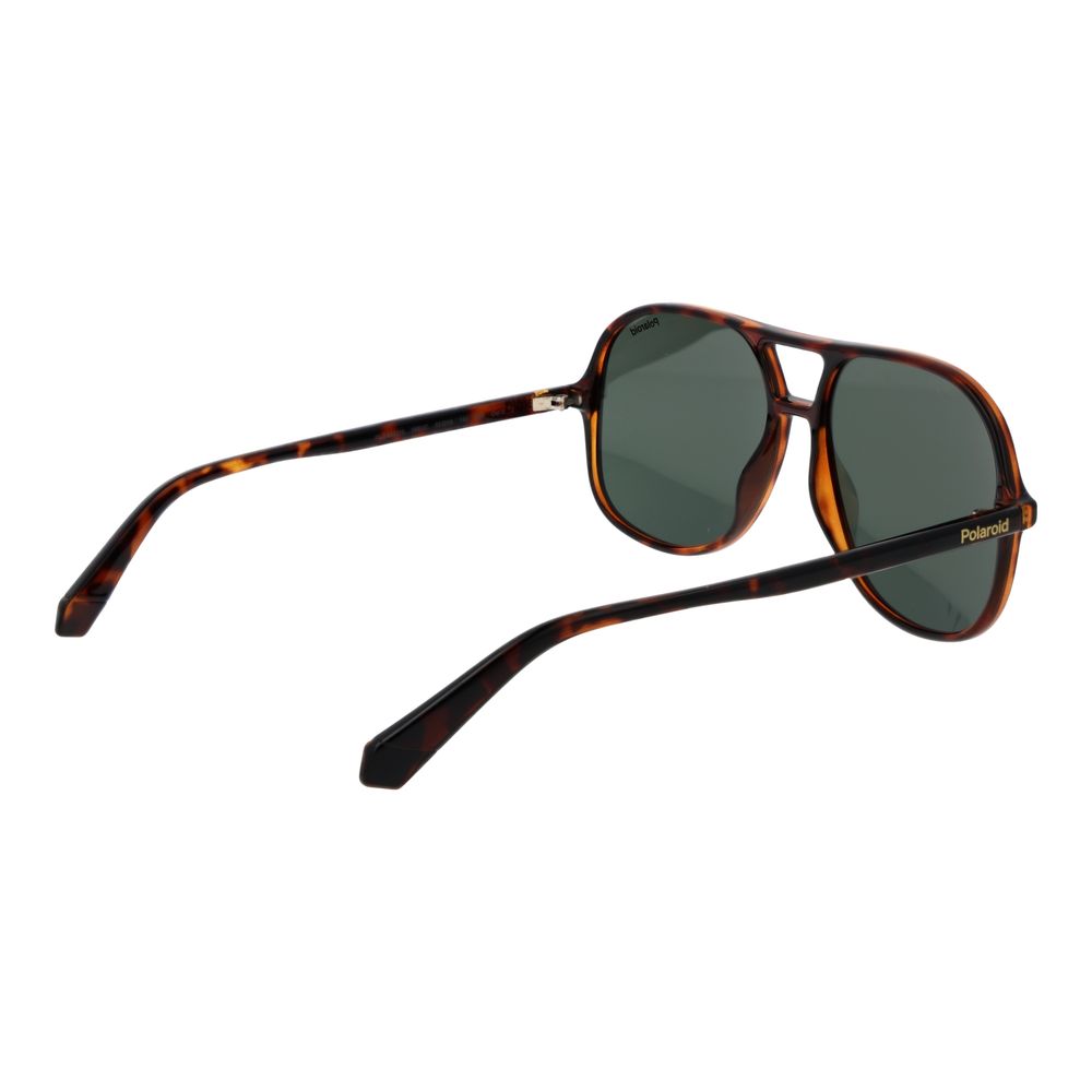 Polaroid Unisex Sunglasses – Brown Polycarbonate Frame, Green Polarized Lenses