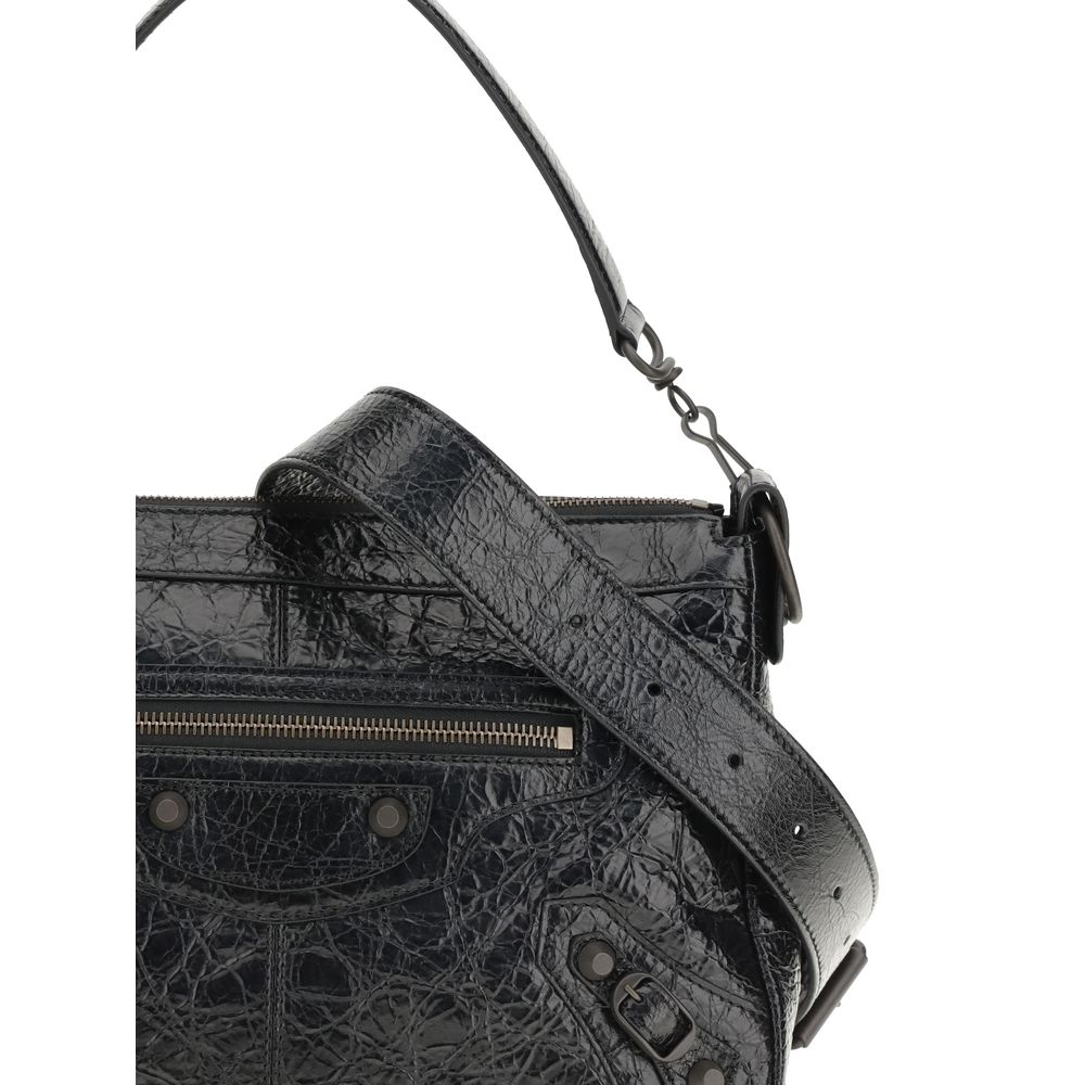 Balenciaga Black Lambskin City Moto Small Shoulder Bag