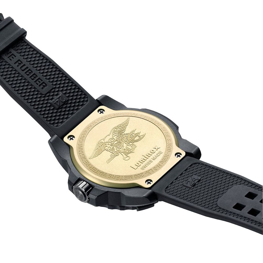 Luminox Men’s Black Rubber Sport Watch with Golden Dial