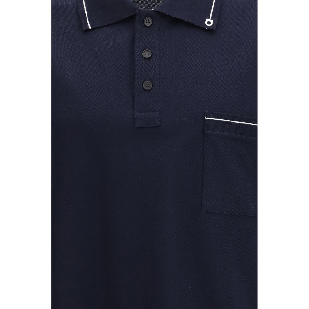 Ferragamo Gancini Blue Cotton Polo Shirt