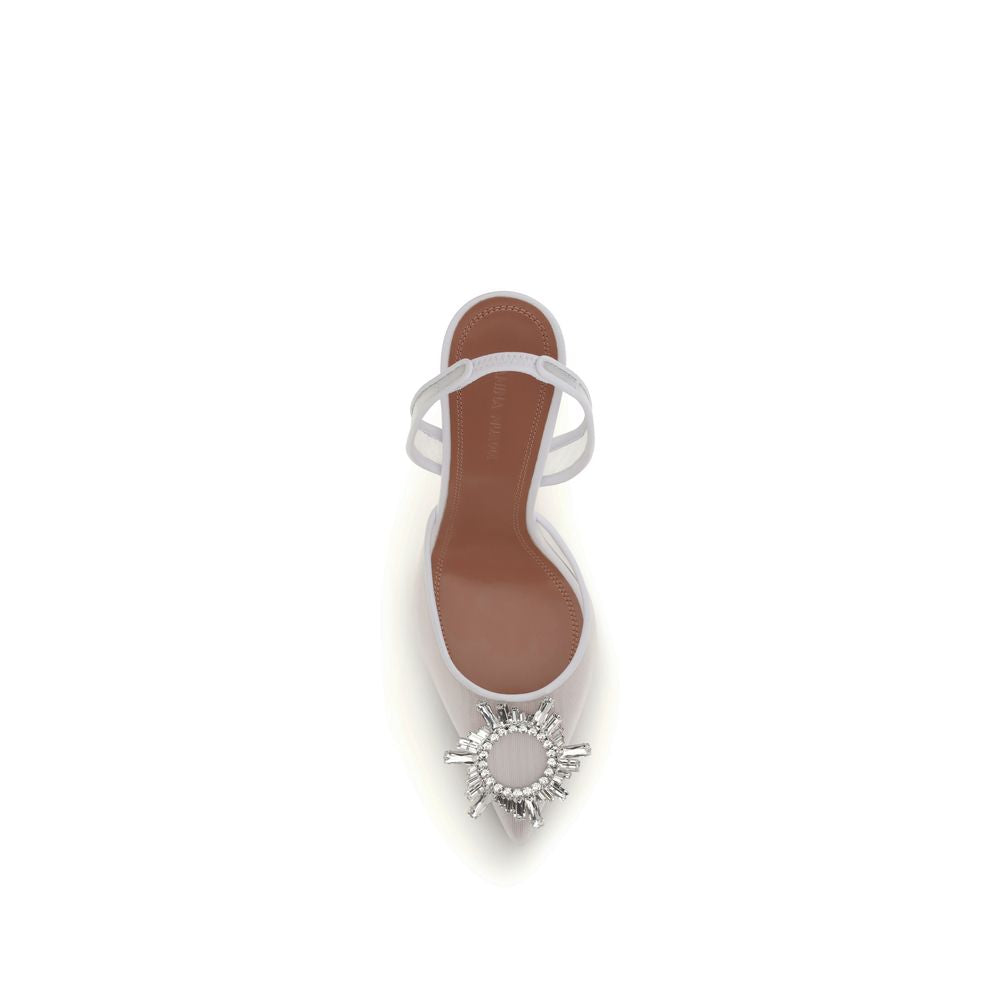 Amina Muaddi Begum White Polyester Platform Pumps