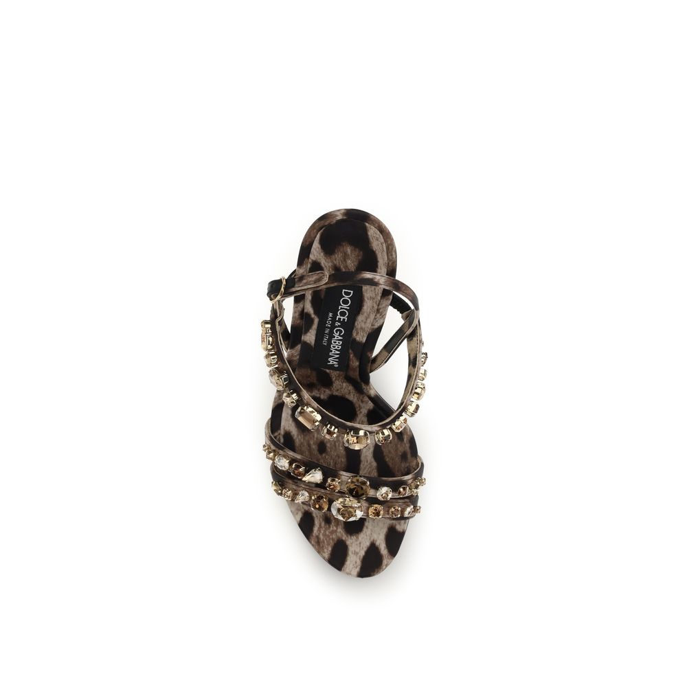 Dolce & Gabbana Keira Leopard-Print Stiletto Heel Sandals