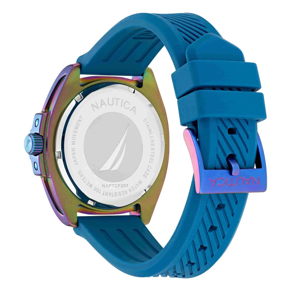 NAUTICA Men's Blue Silicone Sport Watch with Analogue Display