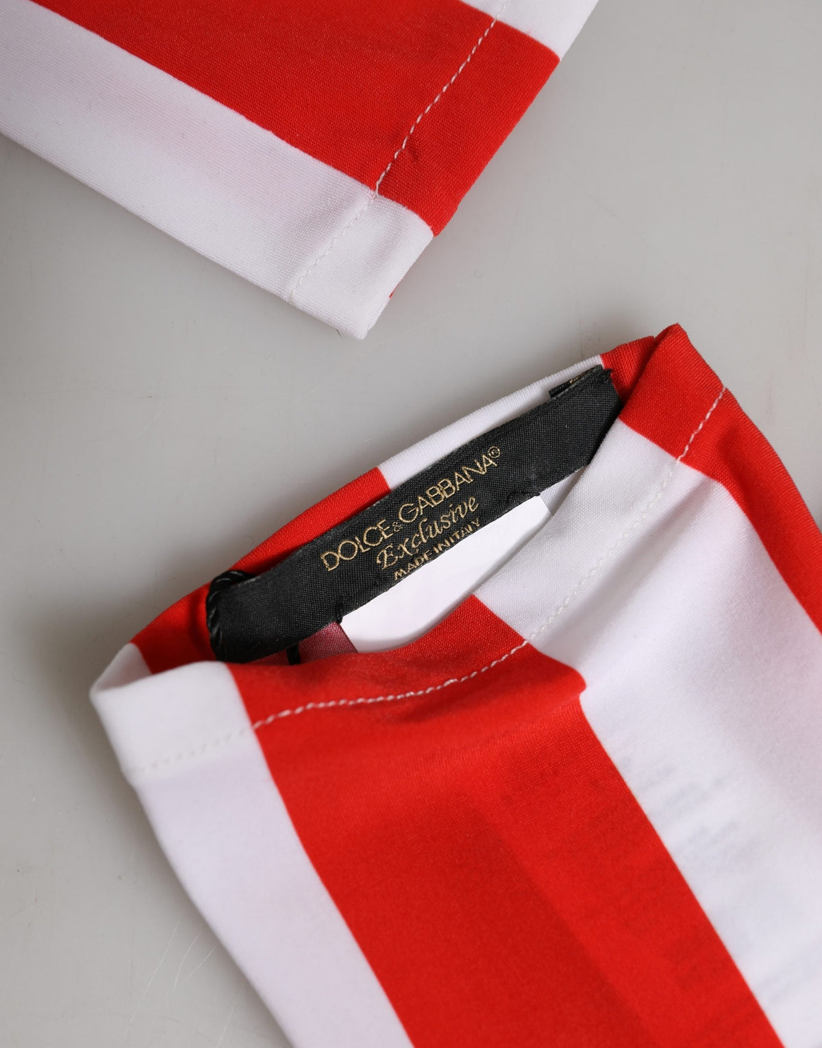 Dolce & Gabbana Red and White Stripes Nylon Elbow Length Women Gloves
