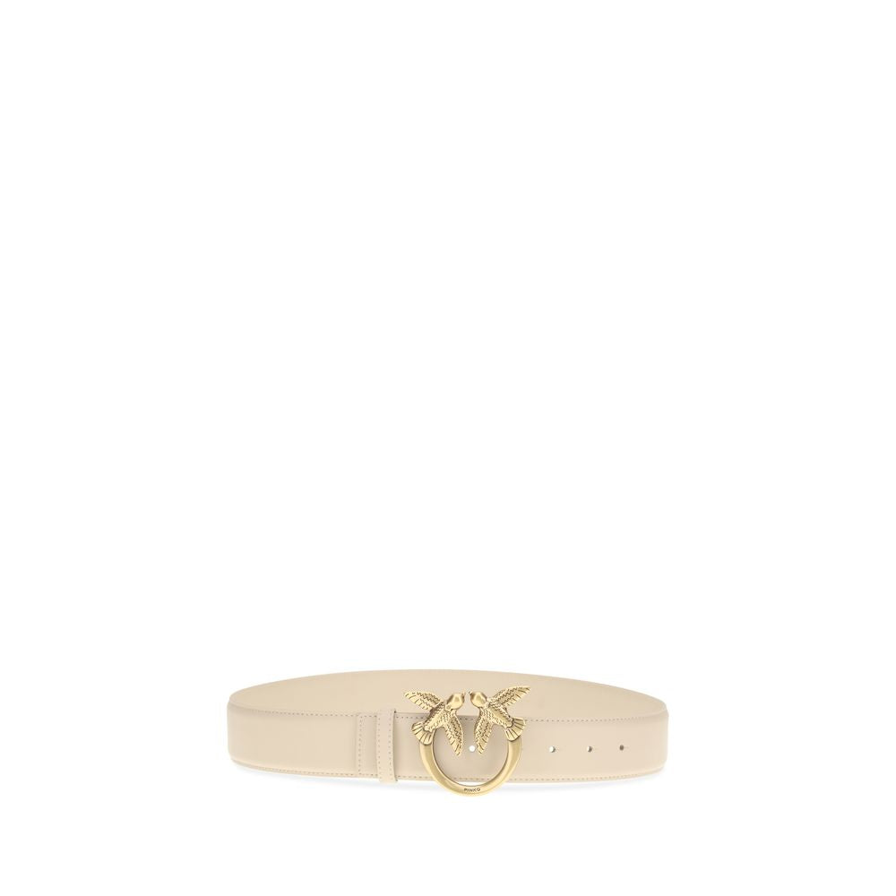 PINKO Beige Calf Leather Love Berry Belt