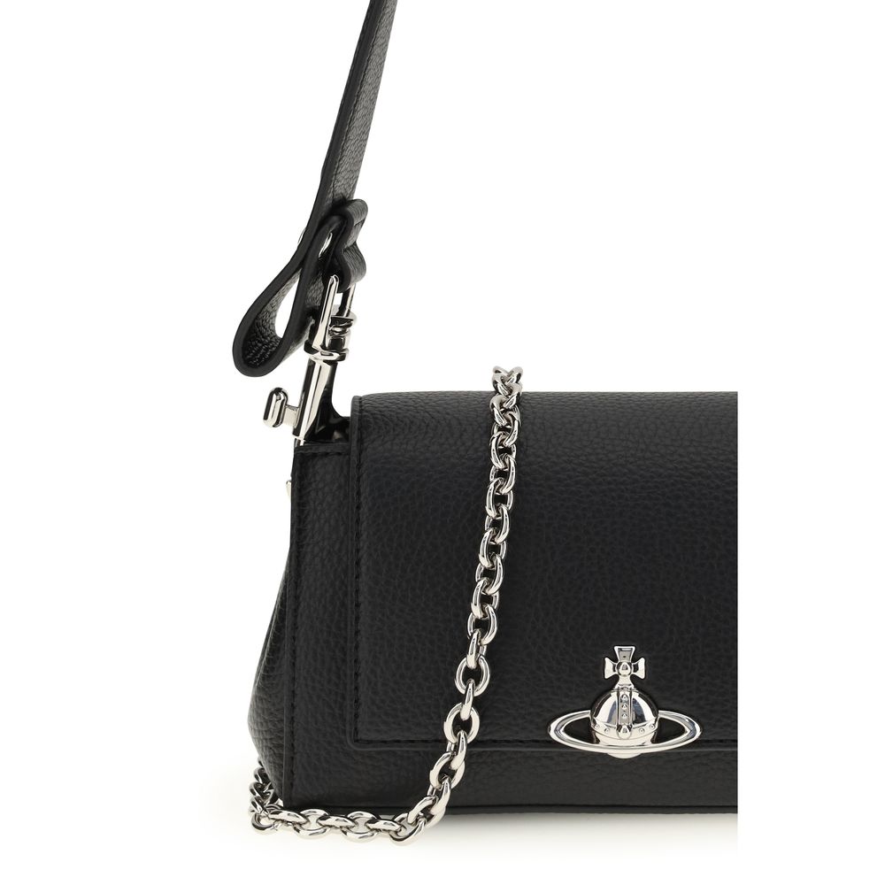 Vivienne Westwood Black Polyurethane Shoulder Bag: The Orb Shoulder Bag