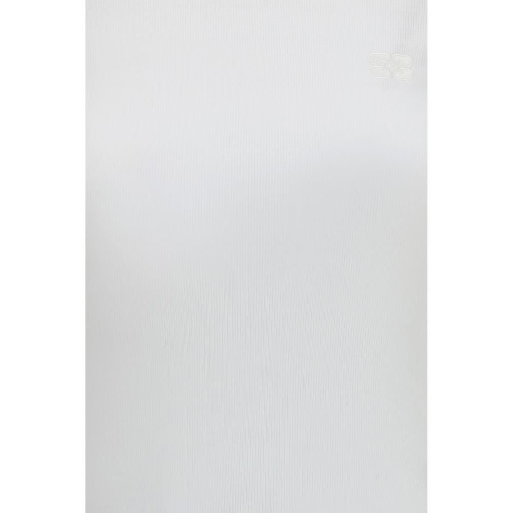 Ganni White Ribbed Cotton T-Shirt