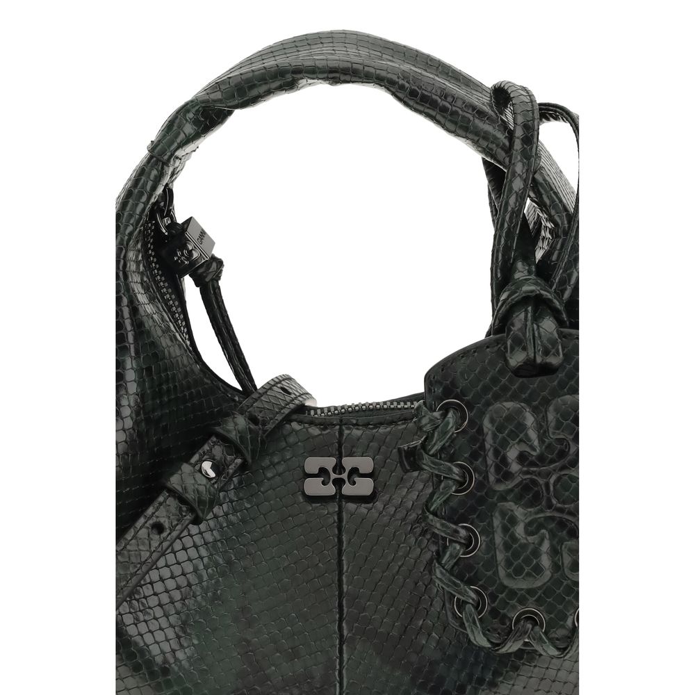 Ganni Black Recycled Polyester Handbag - Mini Snake
