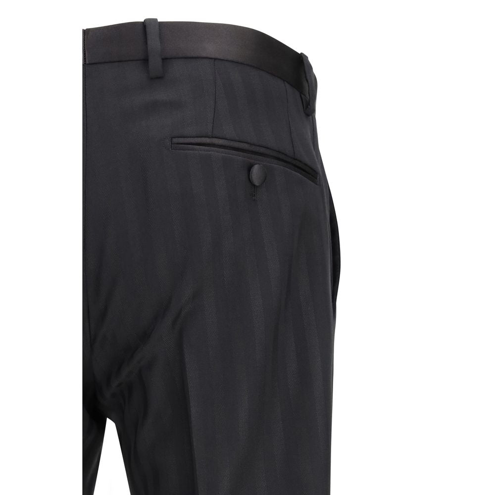 Dolce & Gabbana Black Wool Oves Aries Casual Pants