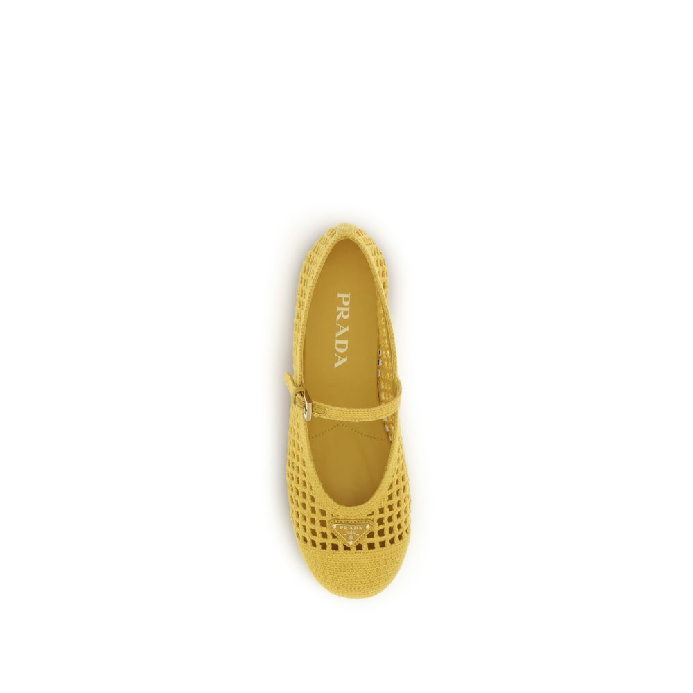 Prada Bicolor Cotton Ballet Flats: Handcrafted Elegance Redefined