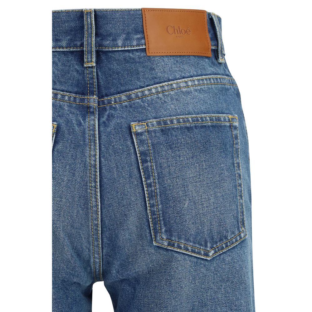 Chloé Blue Cotton Flared Jeans - Effortless Elegance with Retro Charm