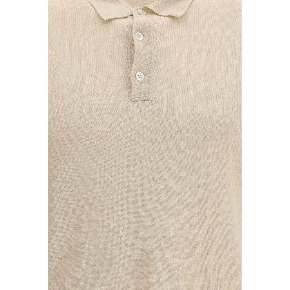 Roberto Collina Beige Linen Polo Shirt - Lightweight Elegance for Summer