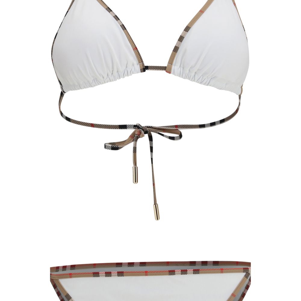 Burberry White Check Detail Triangle Bikini