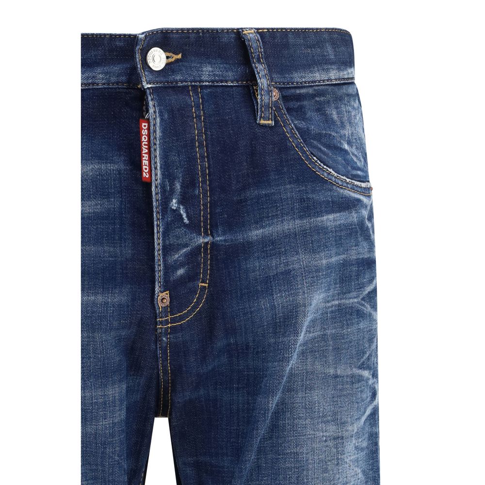 Dsquared2 Blue Cotton Ripped Jeans