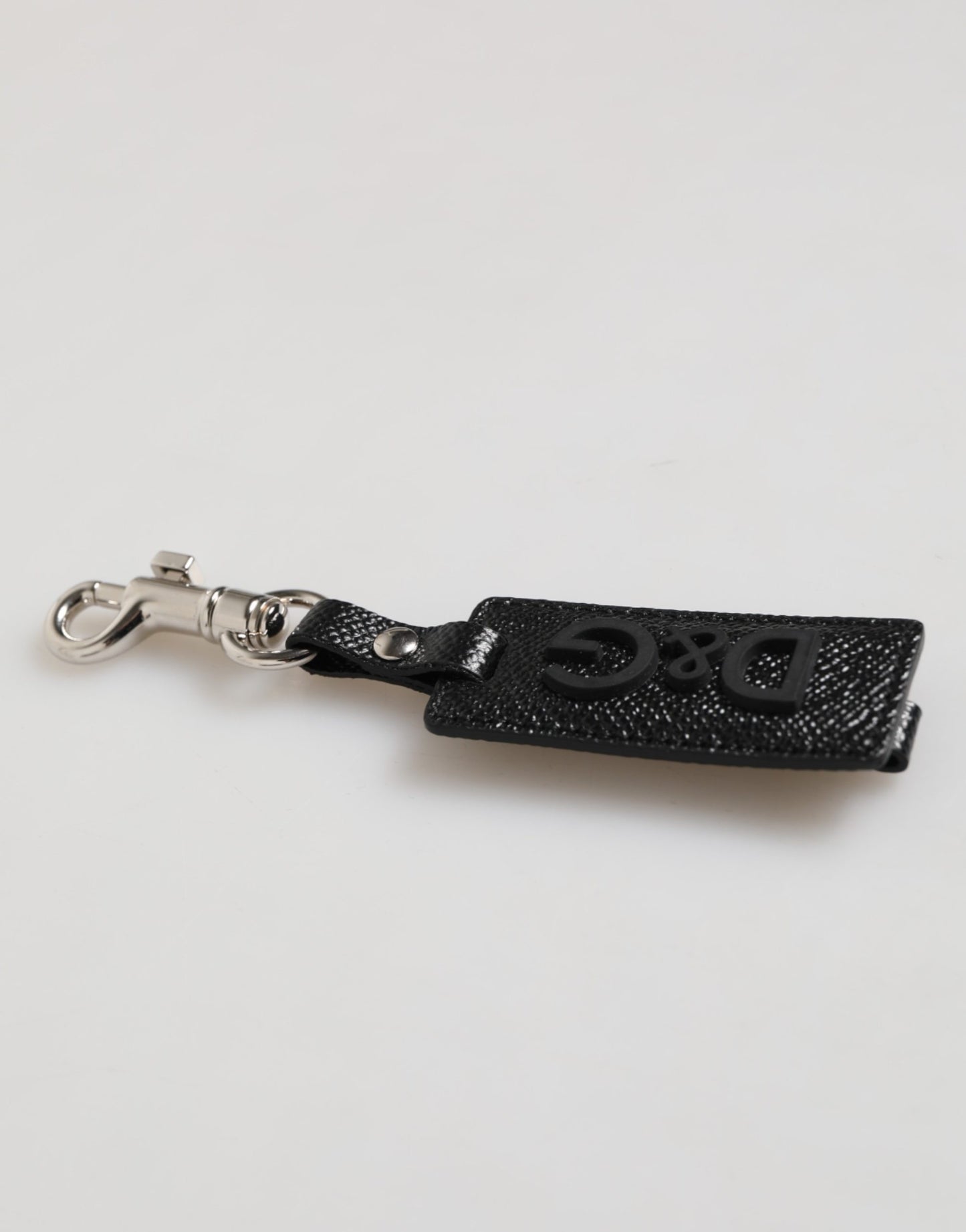 Dolce & Gabbana Black DG Logo Leather Keyring for Men