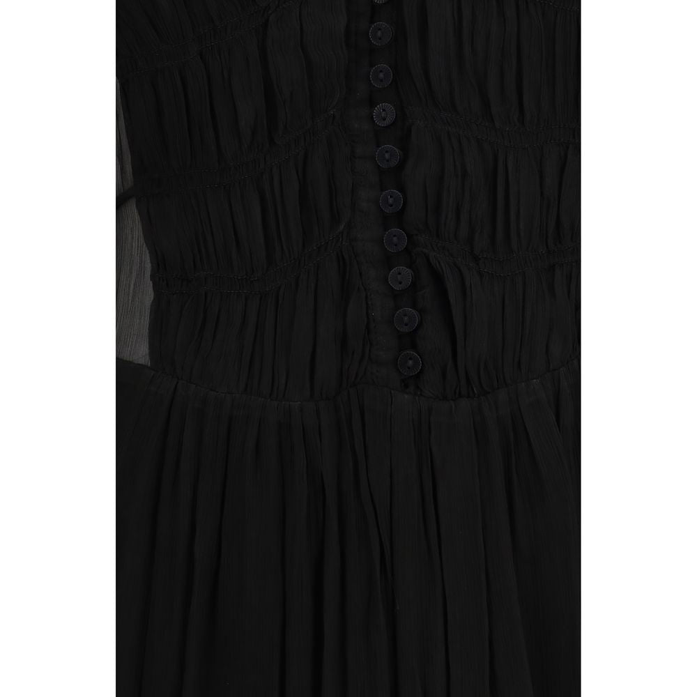 Marant Étoile Black Briane Shirred Maxi Dress