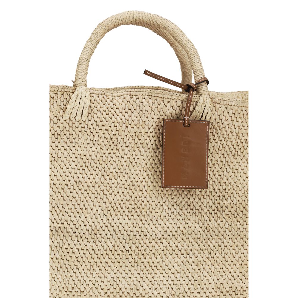 Manebi Beige Raffia Handbag - Saona Maxi Tote