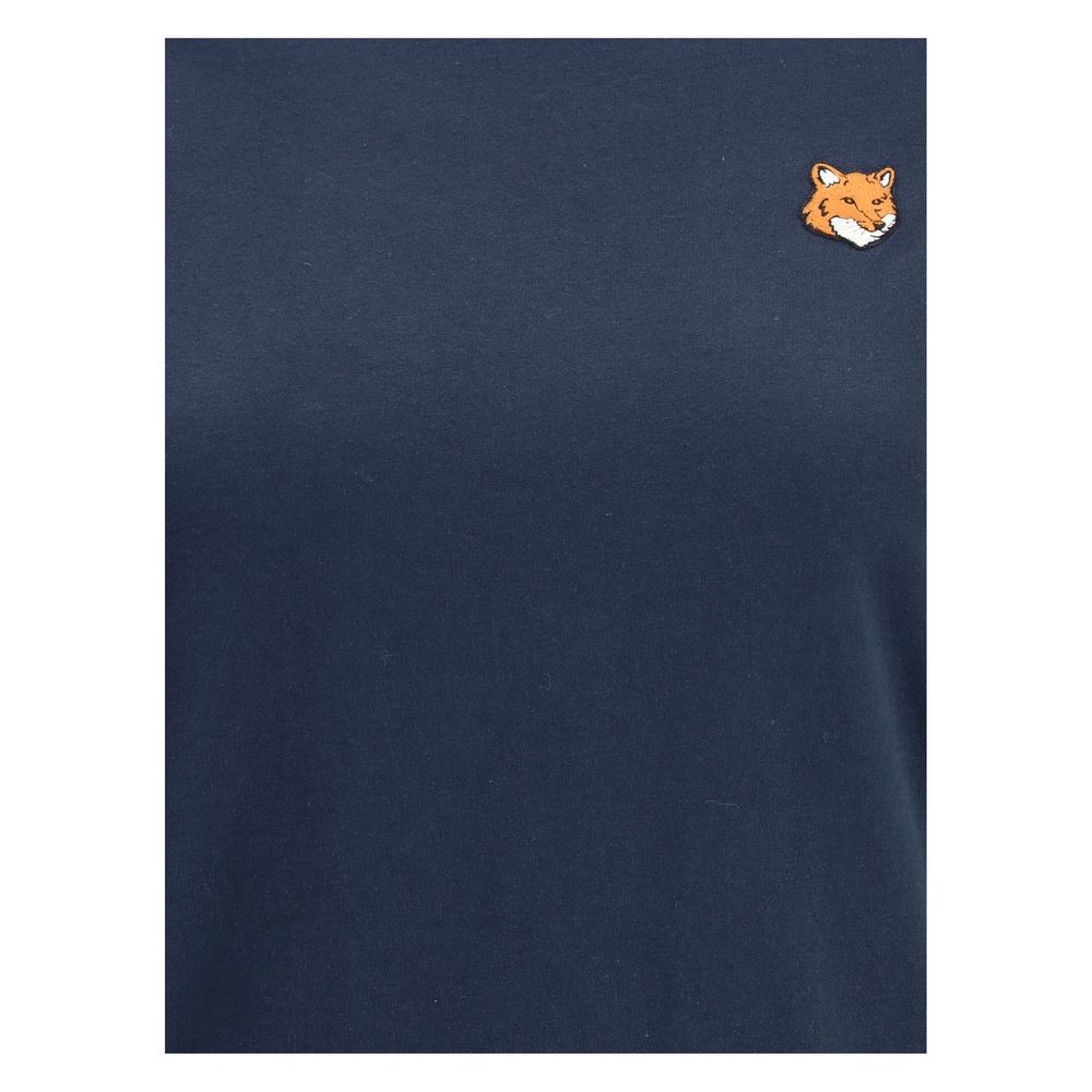 Maison Kitsuné Blue Cotton T-Shirt - The Fox Head Regular T-shirt