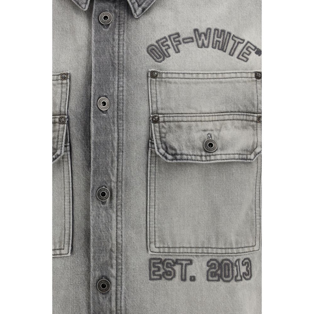 Off-White Diag Military Overshirt in Gray Denim