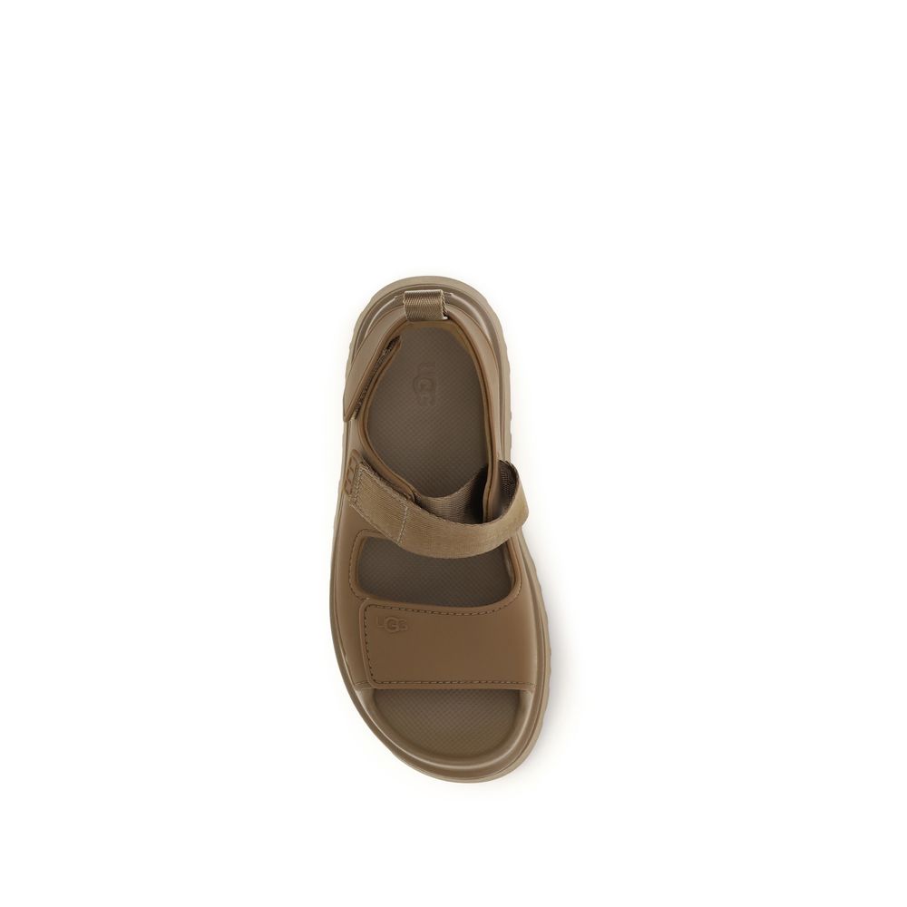 UGG Goldenglow Brown Recycled Polyester Flat Sandals
