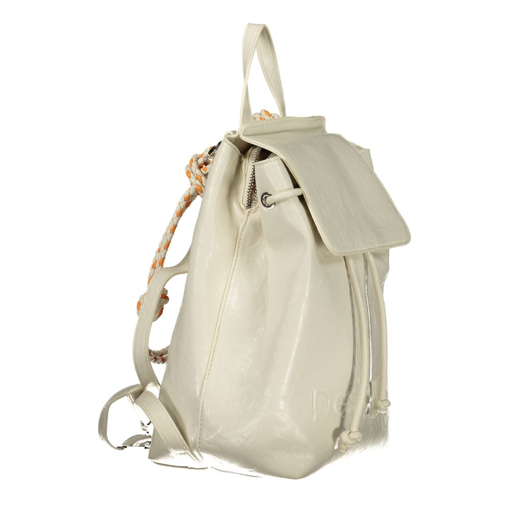 Desigual Half Logo Backpack Luena Mini Ecru