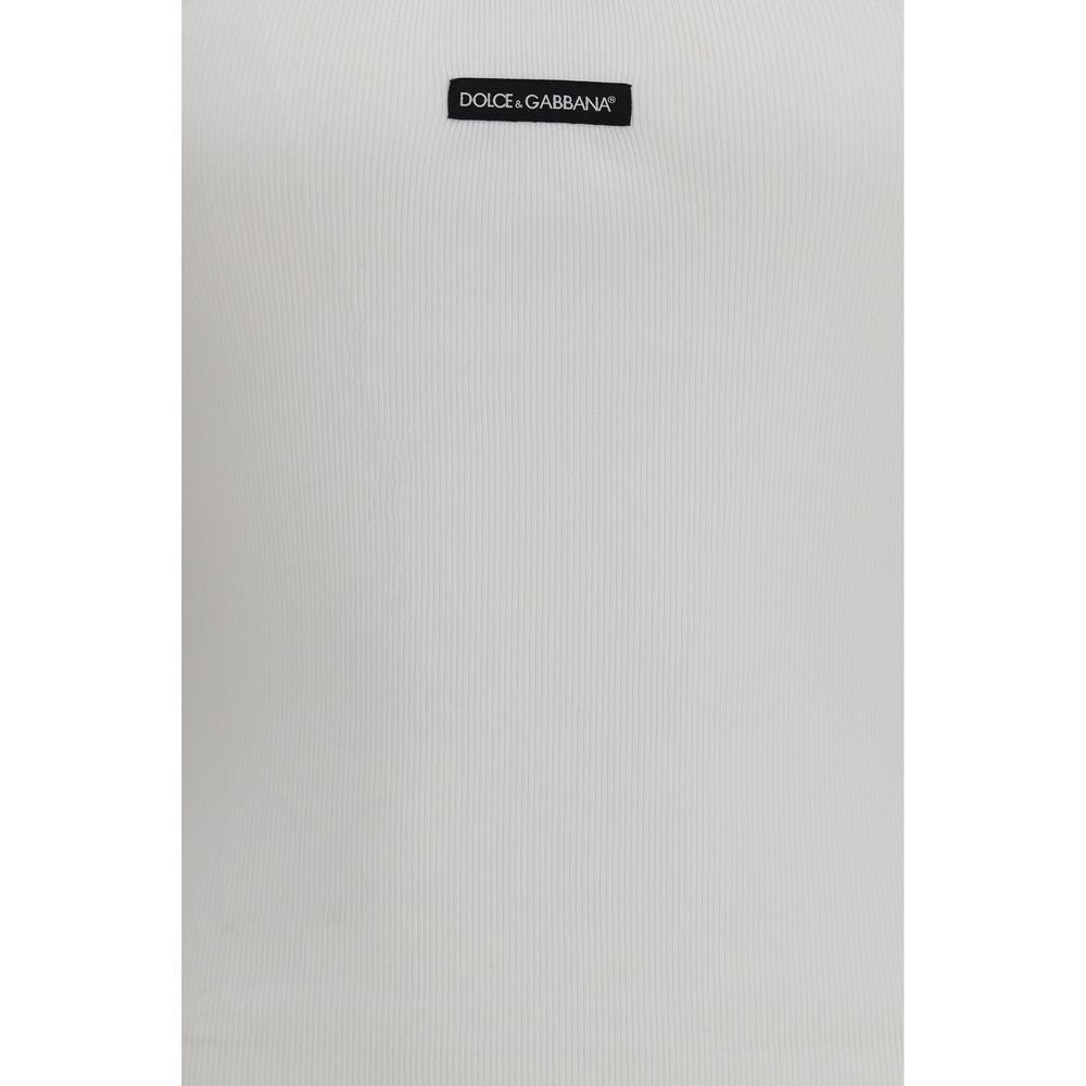 Dolce & Gabbana White Cotton Printed Tank Top