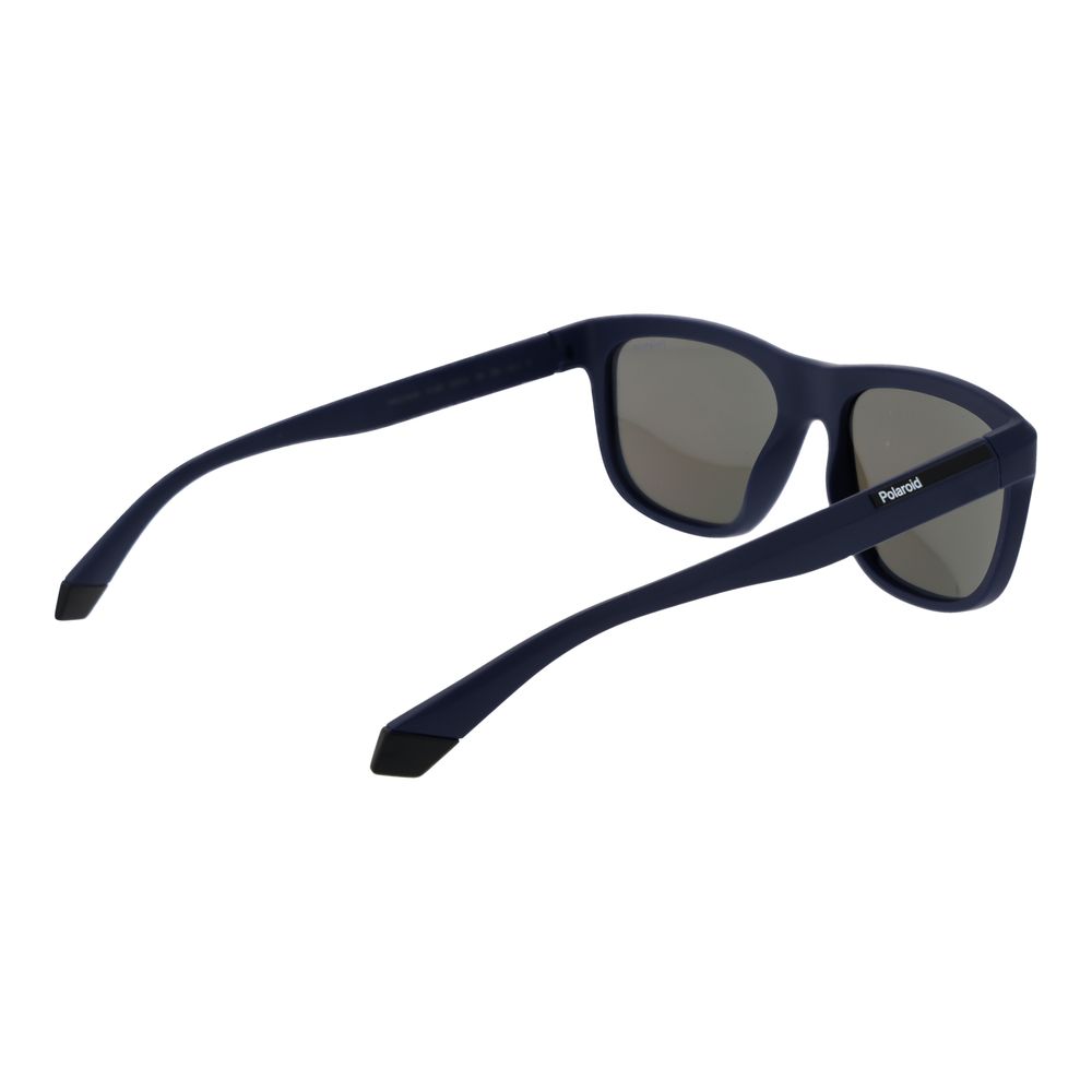 Polaroid Unisex Sunglasses – Blue Plastic Frame, Grey Mirrored Lenses