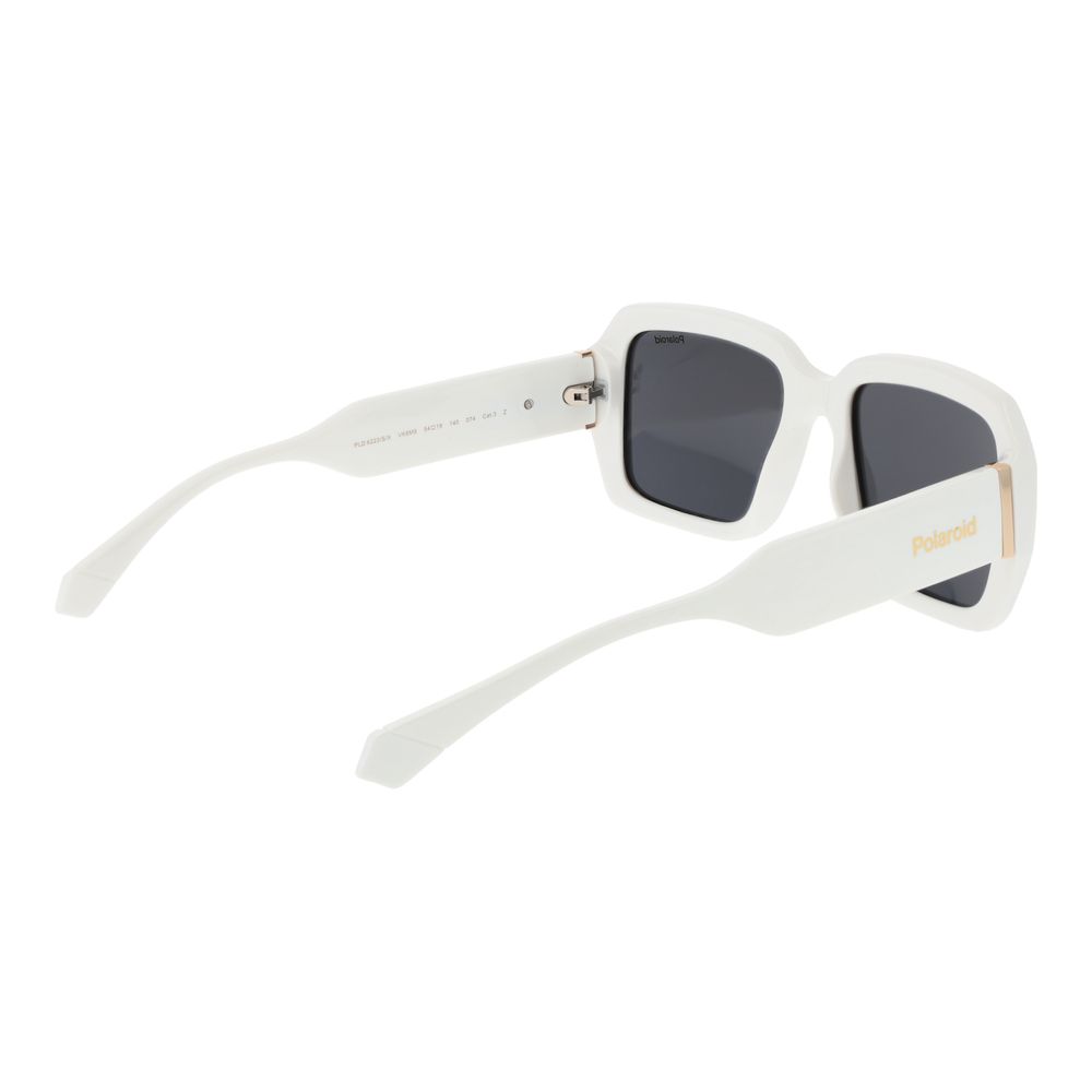 Polaroid Unisex Sunglasses – White Plastic Frame, Grey Lenses