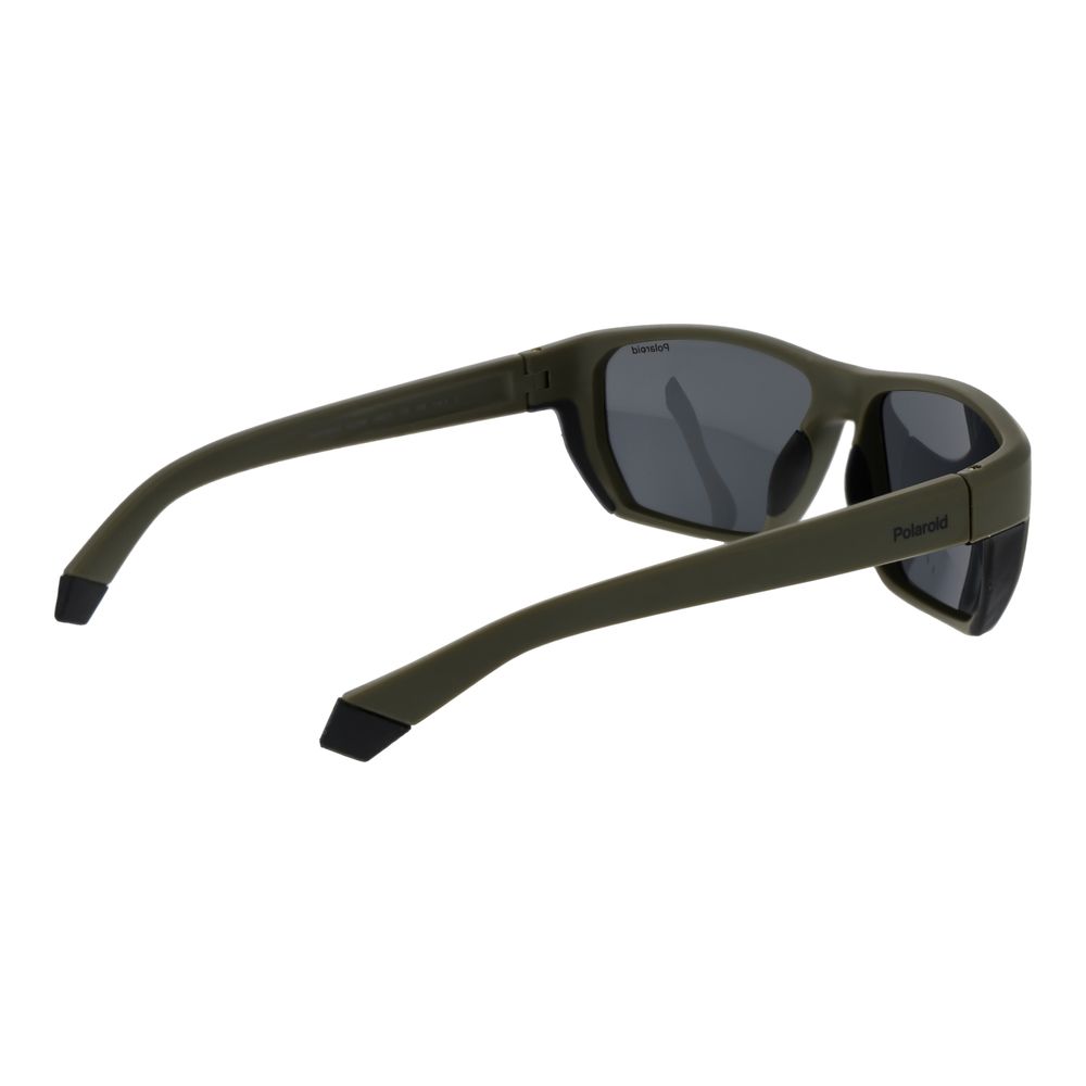Polaroid Men’s Bicolor Sunglasses – Green Plastic Frame, Grey Lenses