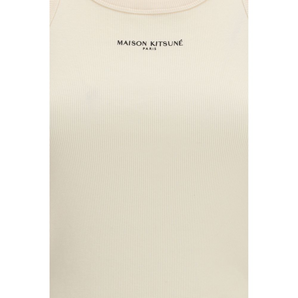 Maison Kitsuné Beige Cotton Sleeveless T-Shirt