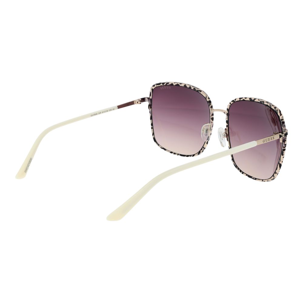 Guess Women’s Sunglasses – Gold Square Frame, Purple Gradient Lenses