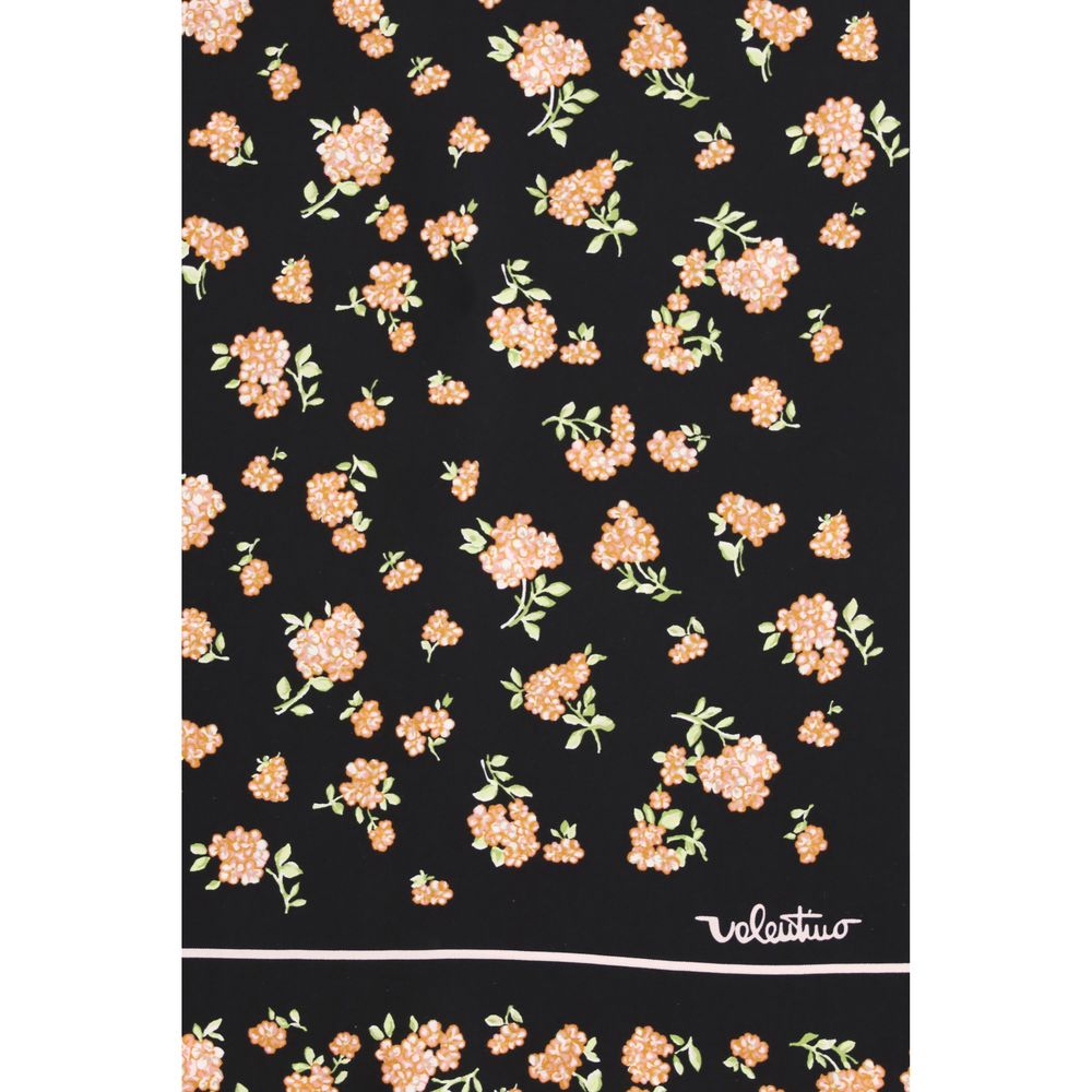 Valentino Garavani Black Silk Scarf - Mazzetto Coriandolo Print