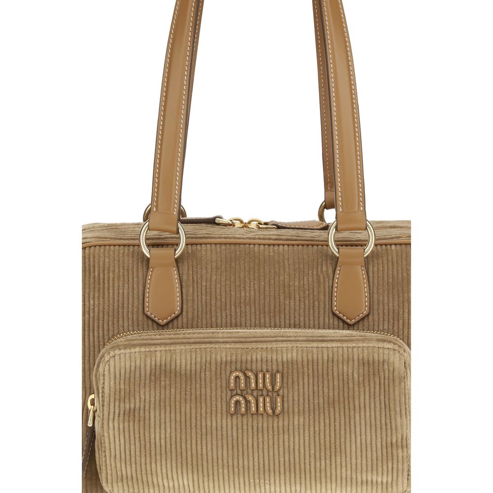 Miu Miu Beige Cotton Shoulder Bag: A Chic Blend of Retro and Modern