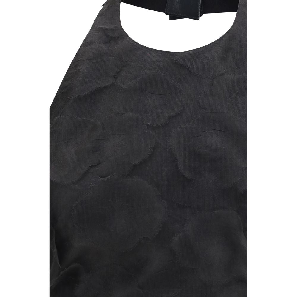 Max Mara Black Silk Fumetto Cropped Top