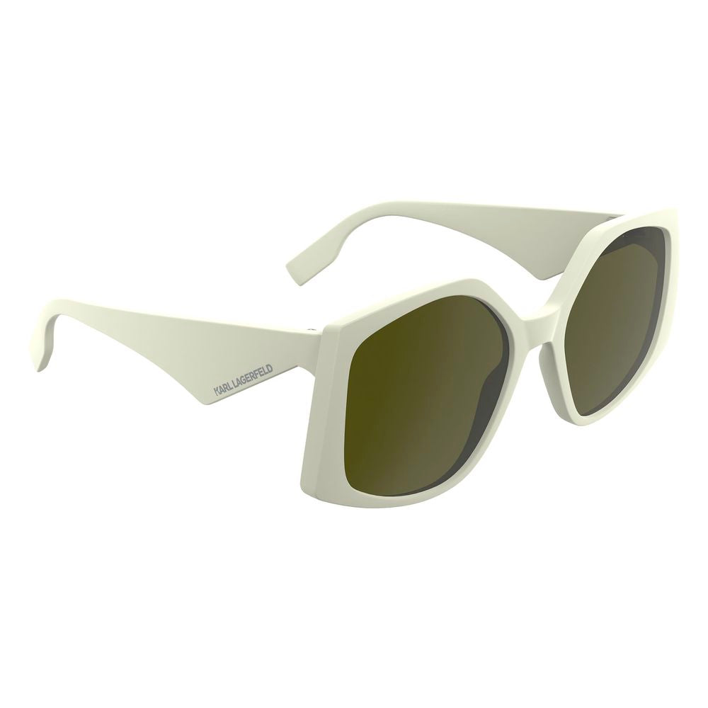 Karl Lagerfeld Women’s Sunglasses – White Injected Frame, Green Lenses