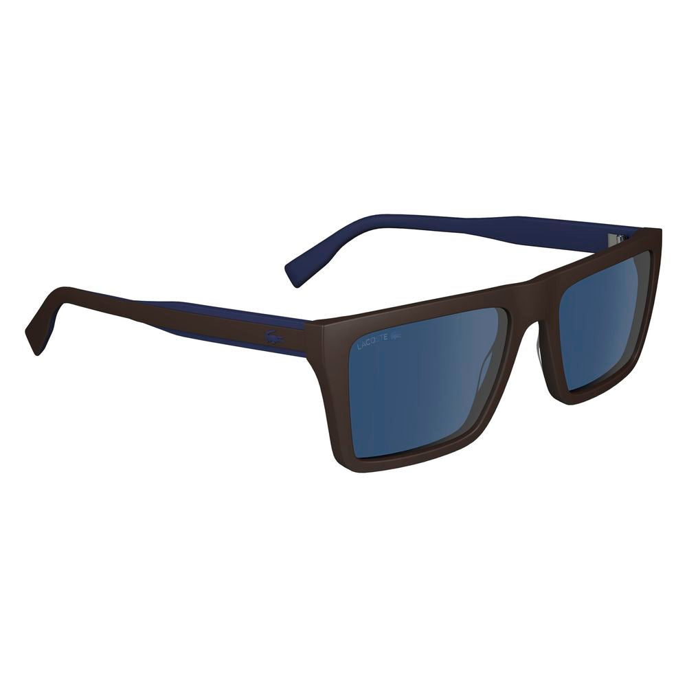 Lacoste Men’s Sunglasses – Brown Plastic Frame, Blue Lenses