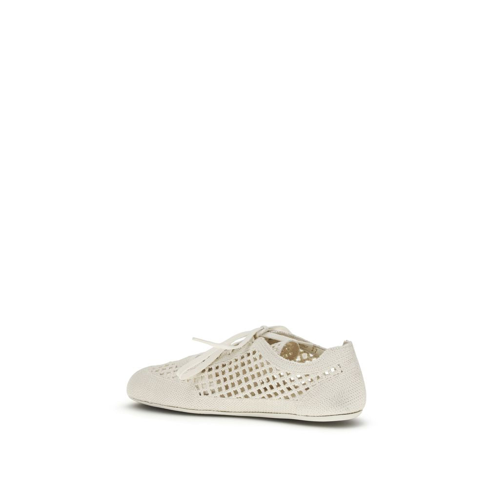 Prada Ivory Collapse Crochet Laced Sneakers