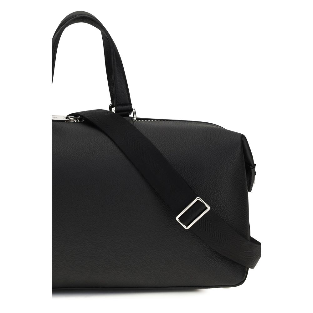 Fendi Black Calf Leather Lui Travel Duffle Bag
