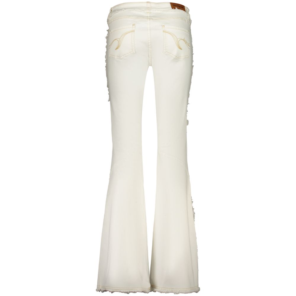 Desigual White Cotton Flared Jeans - Embrace Your Bold Style