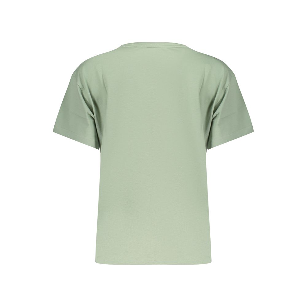 Pepe Jeans Green Cotton T-Shirt with Rhinestone Detailing