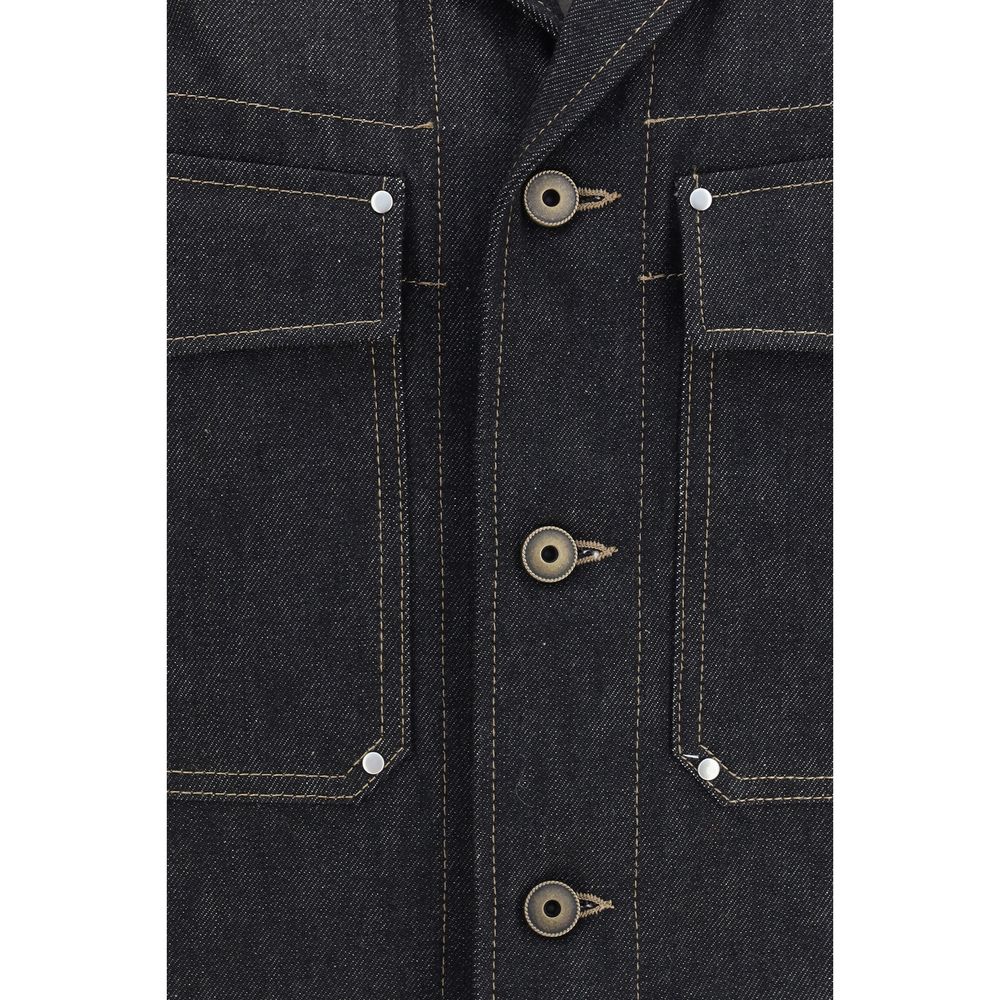 Lemaire Black Cotton Denim Jacket with Studs
