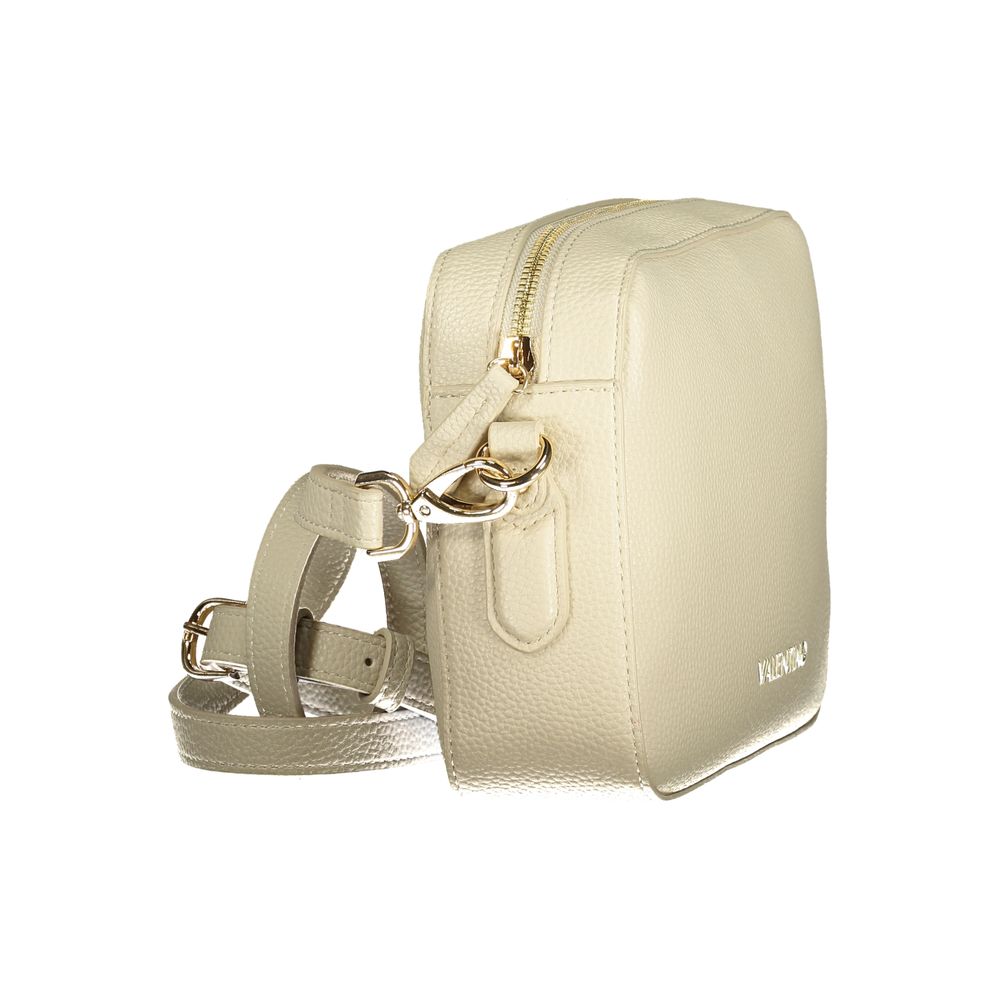 Mario Valentino Beige Leather-Finish Handbag with Logo Detail
