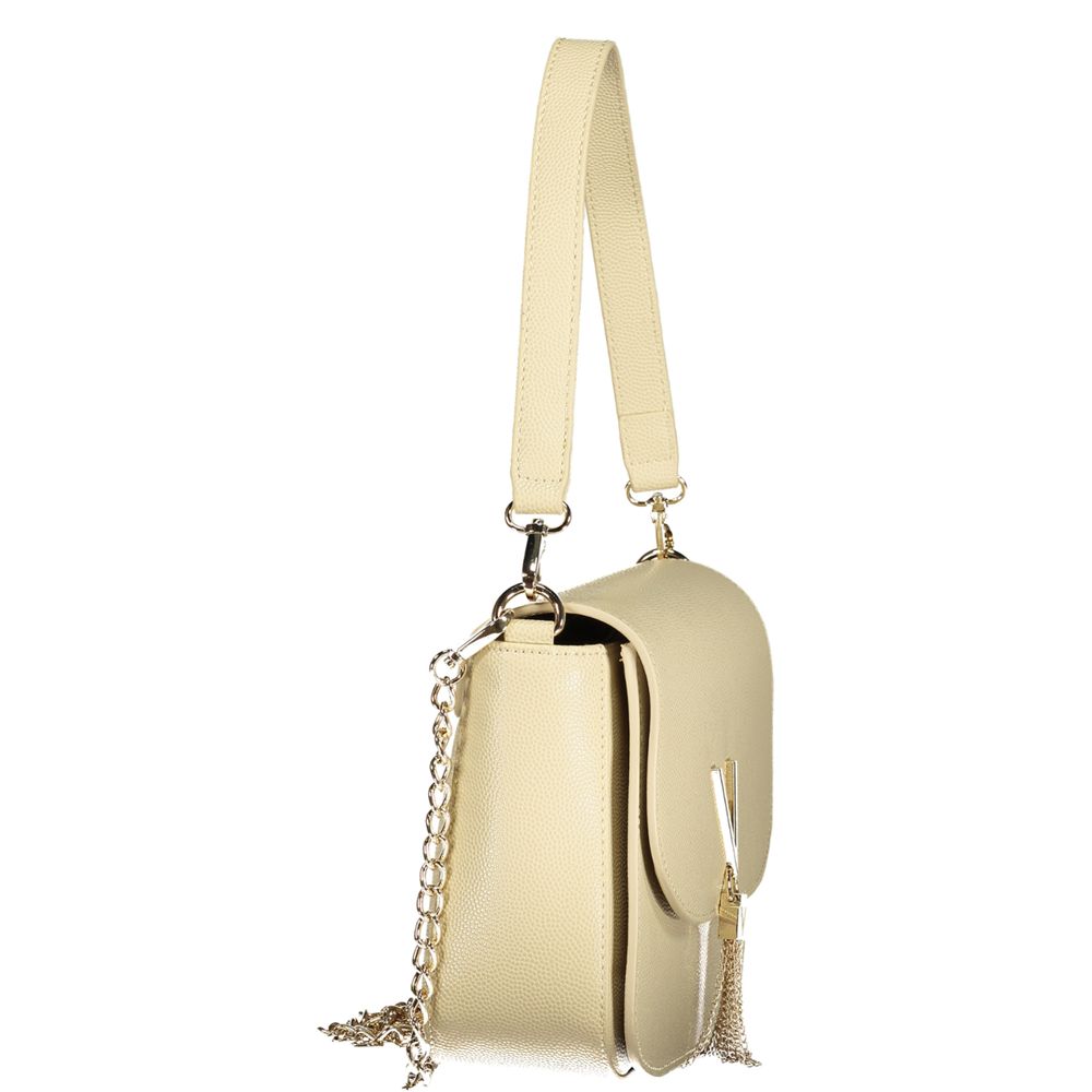 Mario Valentino Beige Smooth Leather Handbag with Chain Strap