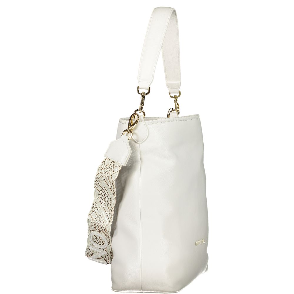 Mario Valentino White Leather-Finish Shoulder Bag with Removable Strap