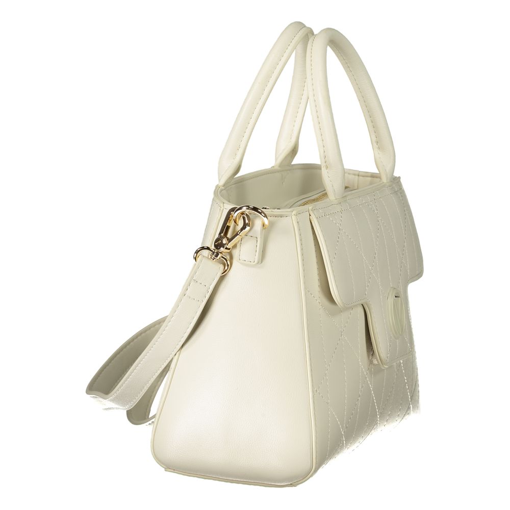 Mario Valentino White Leather-Finish Handbag with Adjustable Strap