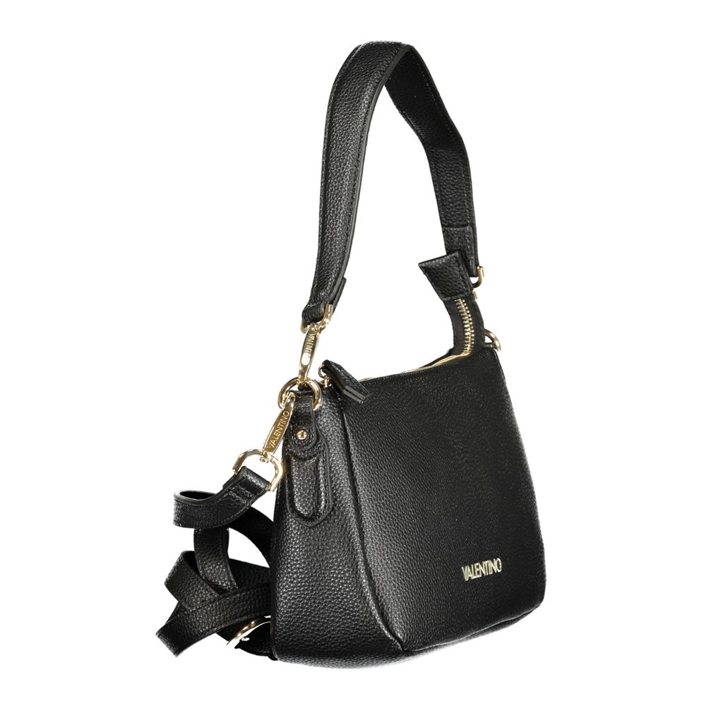 Mario Valentino Black Grained Leather Handbag with Removable Strap