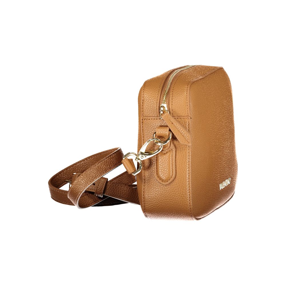 Mario Valentino Brown Leather-Finish Handbag with Logo Detail