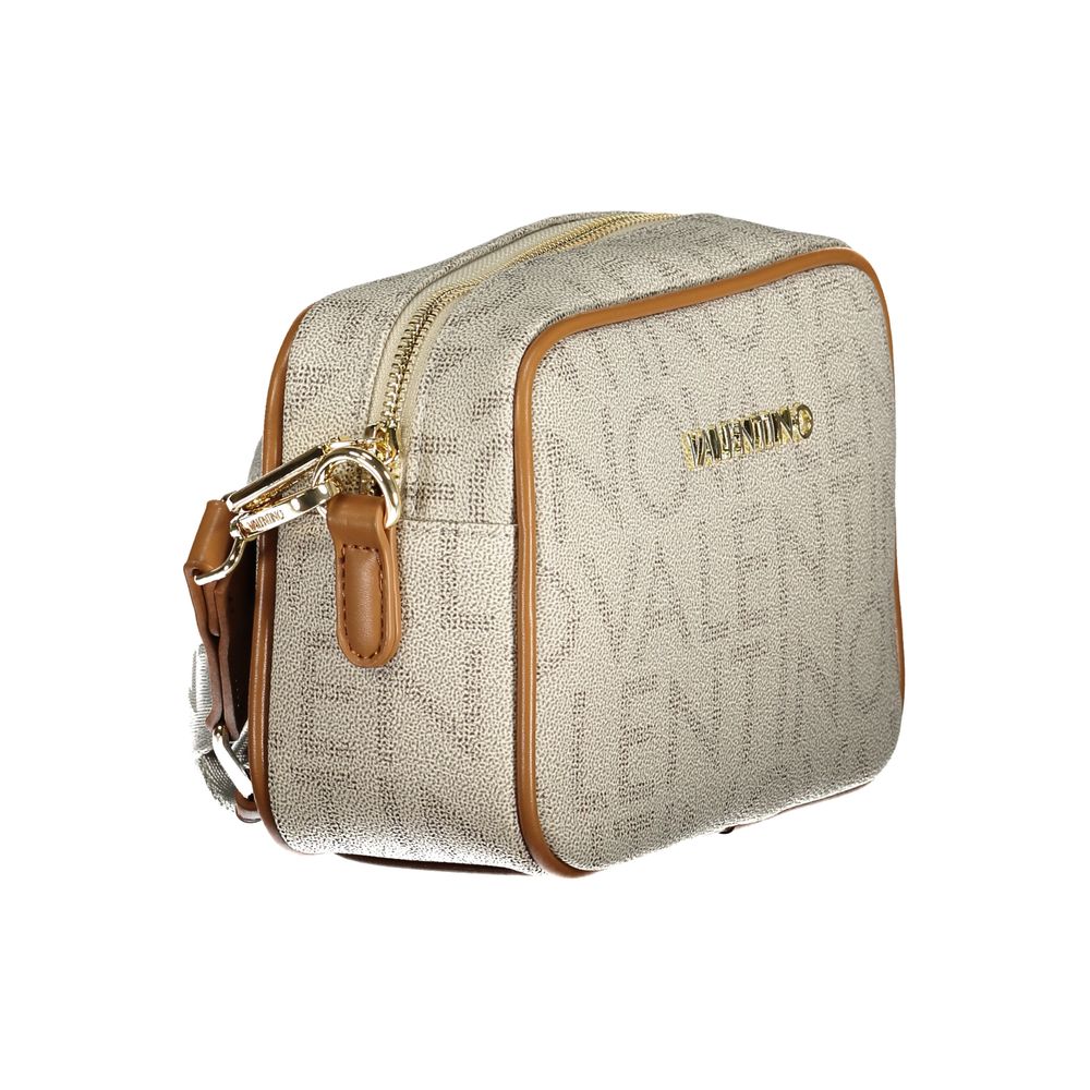 Mario Valentino Beige Leather-Finish Handbag with Adjustable Strap