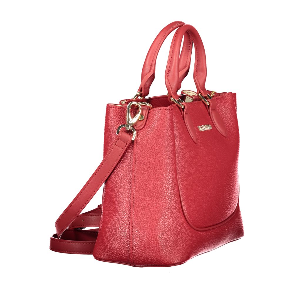 Mario Valentino Red Leather Handbag with Versatile Shoulder Strap