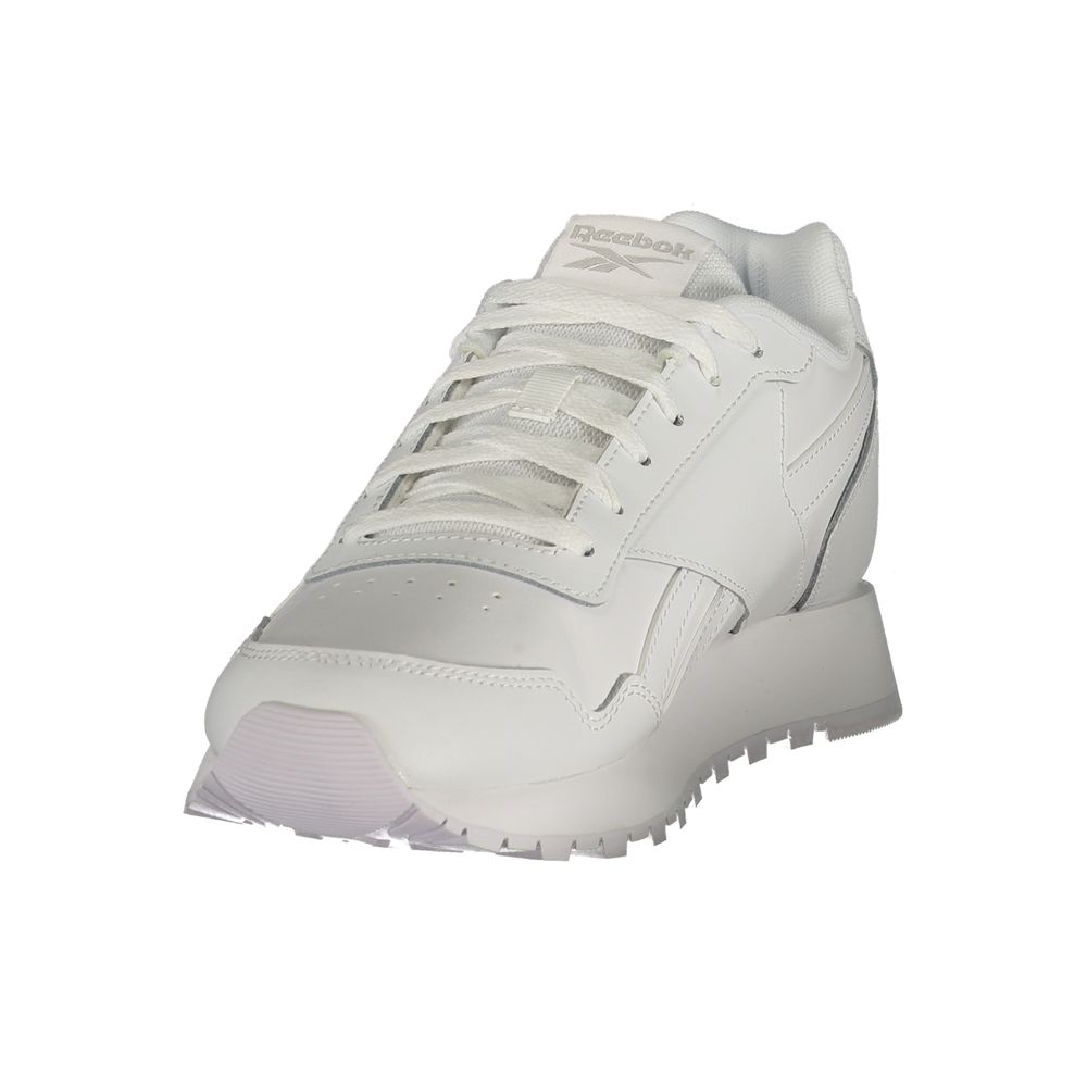 Reebok White Polyester Athletic Sneakers - Unisex Lace-Up Sports Shoes